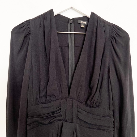 AFRM x REVOLVE avalon puff sleeve deep v-neck mini dress cocktail black small - Picture 5 of 12